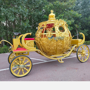 Venta al por mayor de coches de carruaje de Cenicienta eléctricos de alta calidad para bodas, sin caballos, de metal, con forma de calabaza, y detalles de carruaje, a la venta. - Product Image 5