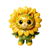 Figurine en PVC OEM personnalisée, Chat Tournesol, Figurine en plastique de collection, Cadeau de festival pour meilleurs amis, Moulage par injection, Direct usine