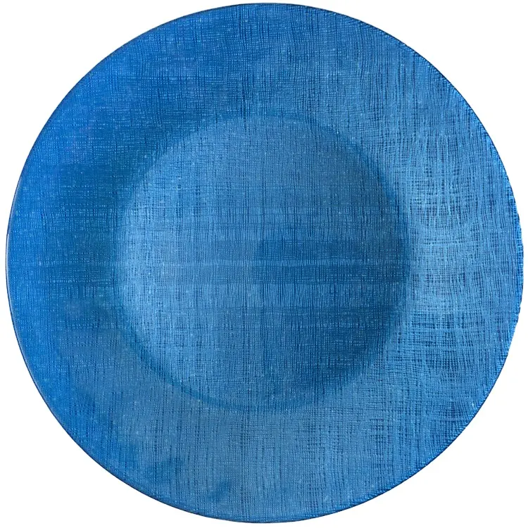 Cheap bulk glass antique blue fancy charger plates