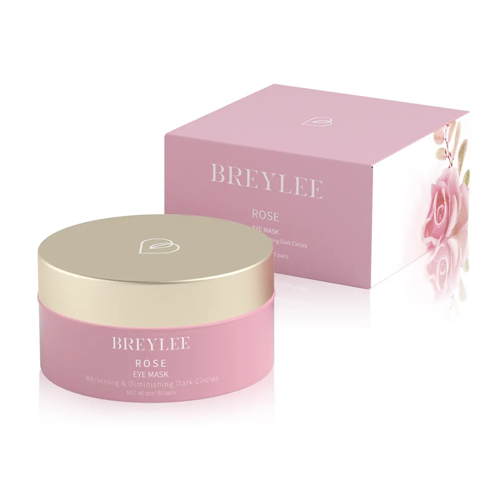 BREYLEE rosa natural nutritivo diminuindo olheiras máscara de olho gel patch Brightening Anti Rugas Gel Eye Mask