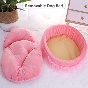 Princesa mascota sofá cama cojín ortopédico cachorro gato sofá para perros pequeños Base antideslizante felpa lavable Rosa linda princesa perro cama - Product Image 6