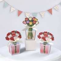 Boîte à dragées en forme de tulipe 3D, mini boîte cadeau avec ruban pour emballages de pâtisserie, biscuits et gâteaux