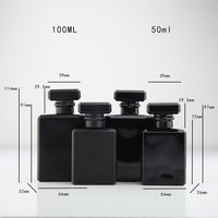 Kustom grosir 30ml 50 Ml 100ml kosong persegi datar mewah Parfum semprot Parfum botol hitam Parfum isi ulang botol kaca