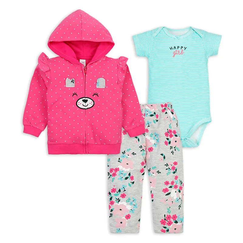 Wholesale 3-Piece baby Clothes set Cotton Baby Boys Girls Casual Hoodie Jacket outwear clothing set