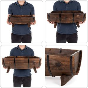 Ensemble de 3 jardinières de <span class=keywords><strong>jardin</strong></span> surélevées demi-<span class=keywords><strong>baril</strong></span> en bois, parterres de fleurs décoratifs rustiques pour plantes, herbes et légumes - Product Image 3