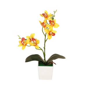 Orquídea Phalaenopsis Artificial en Maceta de Yiwu Datuo Florist, 22x32 cm, Color Blanco Lechoso, Amarillo y Rosa, Decoración para Sala de Estar y Bodas - Product Image 5