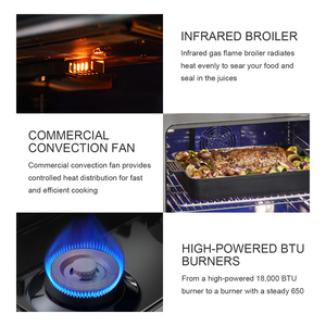 <span class=keywords><strong>48</strong></span>-inch freestanding nhiên liệu kép phạm vi với 6 đầu đốt <span class=keywords><strong>griddle</strong></span> nướng đối lưu cho hộ gia đình hoặc RV thép không gỉ lò - Product Image 2