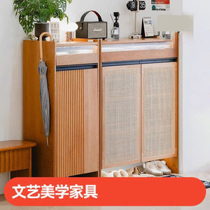 Baina Shoe Cabinet Solid Wood <b>Large</b> Capacity Entryway Storage Space Saving Living Room Partition Cabinet - Product Image 2