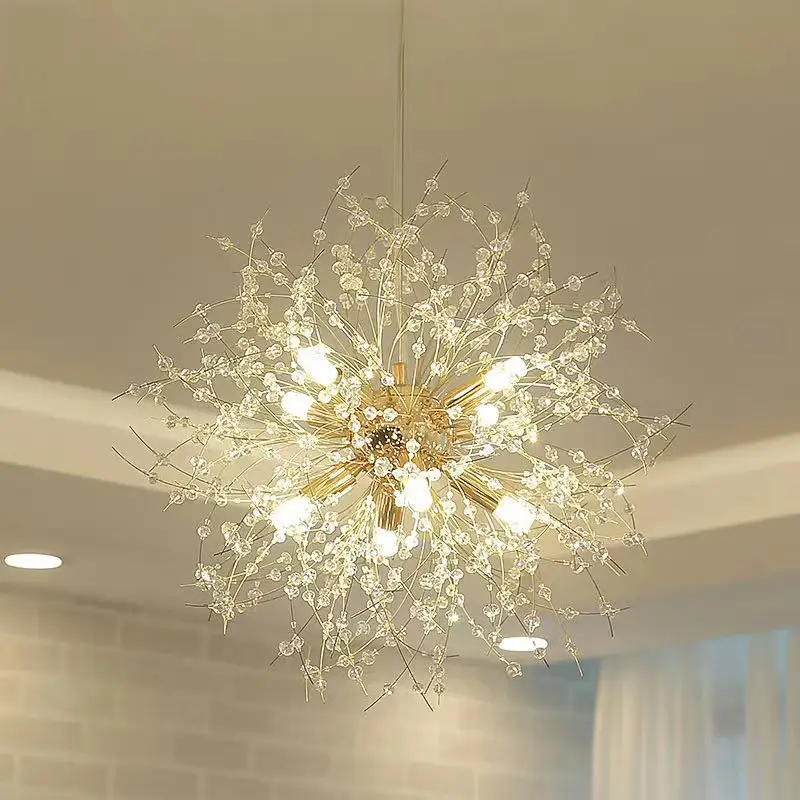China Supplier Led Fireworks Kitchen Dining Room Decoration Modern Pendant Light Crystal Chandelier