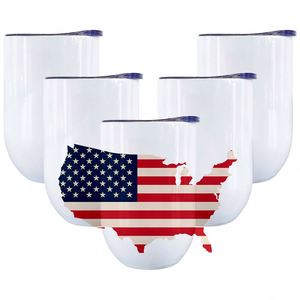 Mug à vin isotherme en acier inoxydable anti-fuite, brillant, 12 oz, forme œuf, droit, pour sublimation - Product Image 1