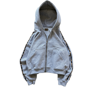 Hoodie Oversize Personnalisé Style Urbain et Pull Cropped Unisexe à Rayures Épaisses Streetwear Coupe Boxy - Product Image 1