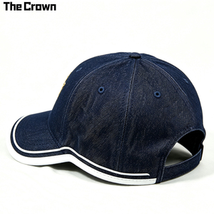 Gorra de béisbol de mezclilla con logo personalizado al por mayor, sombrero con parche bordado y ribete grueso en contraste, fabricante de gorras estructuradas - Product Image 3