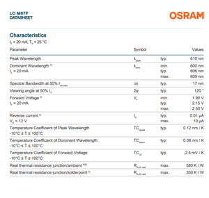 Osrams มินิ TOPLED Lo M67F 602nm ส้ม3.61lm 2.15V 120องศา2012 SMD LED ชิปสำหรับรถยนต์สัญญาณไฟเลี้ยวแดชบอร์ด - Product Image 6
