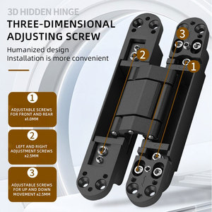 Сверхпрочная 3D Регулируемая узкая Черная внутренняя дверь Скрытая Hinx мягкая Закрытая Гуандун цинковый сплав 3D пружинная петля - Product Image 4
