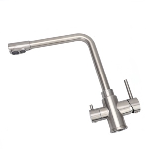 Venta caliente cepillo satinado 3 vías grifos de acero inoxidable 3 vías <span class=keywords><strong>grifo</strong></span> <span class=keywords><strong>doble</strong></span> manija 360 rotación libre grifos de ósmosis - Product Image 4
