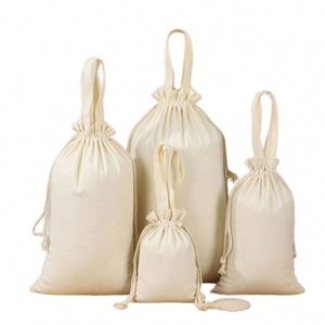 Bolsa de Lona de Algodón Personalizada con Cordón y Asa, Bolsa Reutilizable con Cordón, Bolsas de Almacenamiento de Algodón Natural en Varios Tamaños, Bolsas de Regalo - Product Image 2