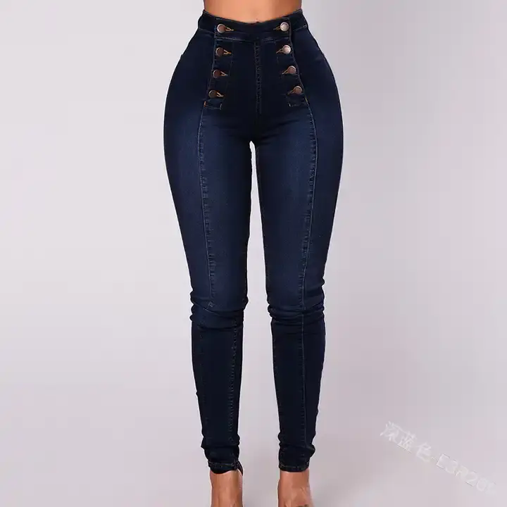 Most Want Fashion Double-Breasted Jeans Pants for Woman 5XL Plus Size High Waist Patalon Jeans