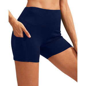 Pantaloncini Yoga a Vita Alta Calcao con Tasca - Blu Navy - Product Image 4