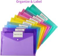 Enveloppe en plastique avec fermeture à pression, dossier en plastique transparent format A4, enveloppes en polyéthylène avec poche pour étiquette pour la maison, le travail et le bureau