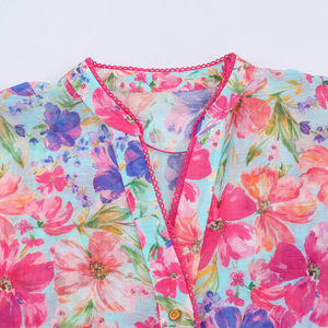 Chemisier ample à imprimé floral <span class=keywords><strong>pour</strong></span> femme, collection 2026, style décontracté, boutonnage frontal, motif botanique, haut vintage OEM/ODM - Product Image 3