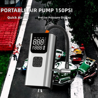 Compresseur d'air portable électrique pour voiture, pompe de dégonflage, batterie rechargeable, 150 PSI, manomètre numérique ABS, lumière d'urgence