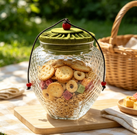 Pot de conservation en verre texturé effet écaille de poisson avec couvercle en lin, boîte hermétique pour thé, noix, céréales, fruits secs, avec corde de transport