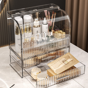 Caja de almacenamiento de cosméticos transparente con cajones, organizador de escritorio de gran capacidad para productos de maquillaje, cuidado de la piel y mascarillas faciales - Product Image 3