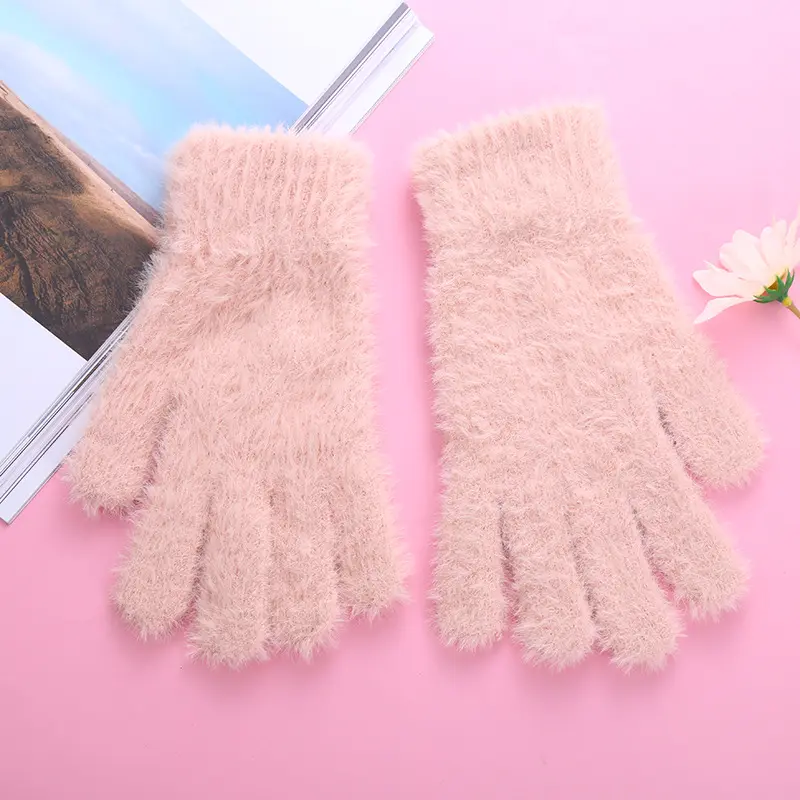 Wholesale Fashion New Knitted Plush Cheap Winter Gloves For Women
