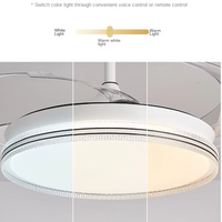 Produit populaire Ventilateur de plafond LED rétractable pour salon, salle à manger, chambre à coucher, design invisible, télécommande, lampe de ventilateur de plafond