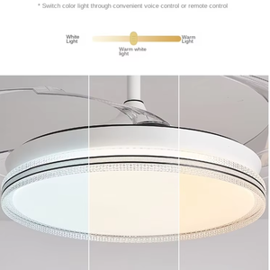 <span class=keywords><strong>Ventilador</strong></span> de Techo LED Retráctil para Sala de Estar, Comedor y Dormitorio, <span class=keywords><strong>Diseño</strong></span> Invisible, Lámpara de <span class=keywords><strong>Ventilador</strong></span> de Techo con Control Remoto - Product Image 2
