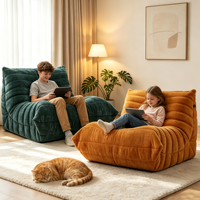 Canapé pliable en tissu compressé pour fauteuil lounge moderne en velours côtelé, fauteuil d'appoint bas sans accoudoirs à une place