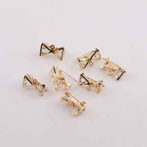 Broche nœud papillon en strass, en alliage de zinc, sertie à griffes, accessoire de mode unisexe, cadeau, matériau pour bijoux DIY - Product Image 5