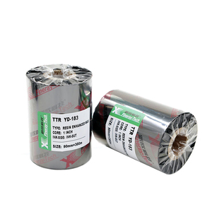 중국 <span class=keywords><strong>2026</strong></span> 신제품 90mm*300m 경제적인 왁스 레진 블랙 감열 전사 리본 (자브라 프린터용) - Product Image 1