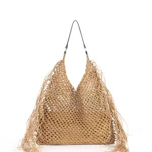 2025 yeni moda sınır ötesi popüler papirüs dokuma hasır çanta kadın geometrik açık omuzdan askili çanta Polyester sonbahar - Product Image 1