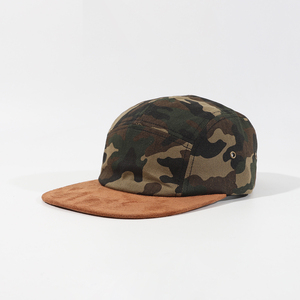 Gorra <span class=keywords><strong>de</strong></span> Camuflaje Vintage <span class=keywords><strong>de</strong></span> Cinco Paneles con Correa <span class=keywords><strong>de</strong></span> Cuero Ajustable, Visera <span class=keywords><strong>de</strong></span> Sarga y Gamuza, Estilo Campamento - Product Image 3