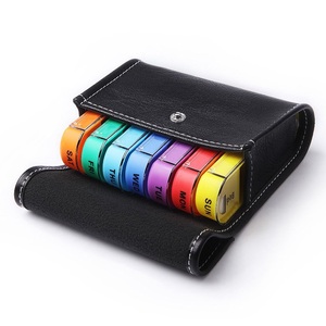 Organizador de pastillas semanal de 7 días Caja de viaje de vitaminas Recordatorio diario con bolsa de PU - Product Image 1