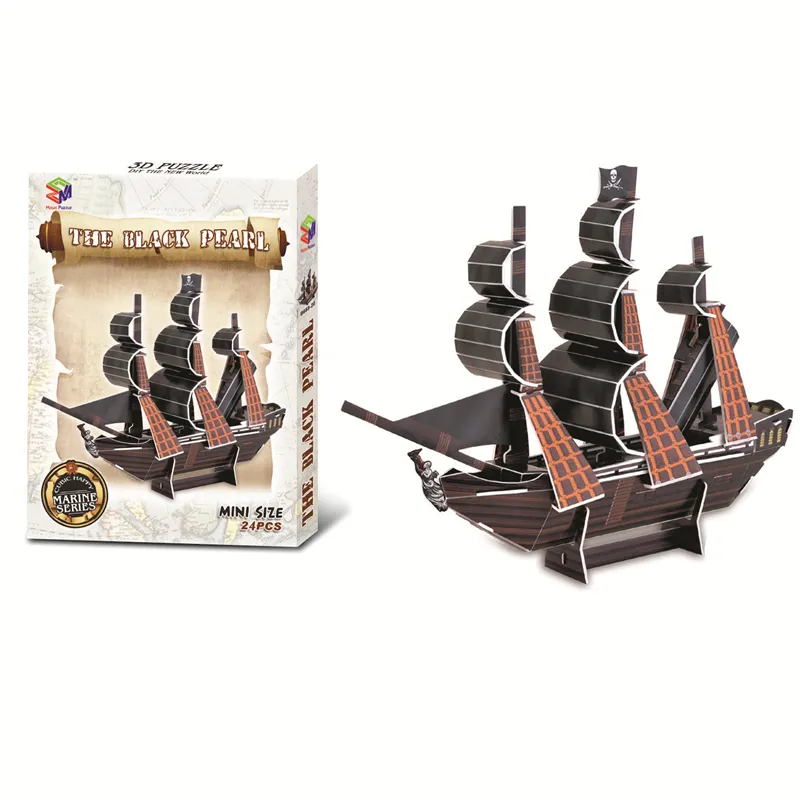 Toys 3D Jigsaw Puzzle Caribbean Vessels Model The Black Pearl Boat Stereoscopic Ship 3D Puzzle Pirates Vessels Toys for Children