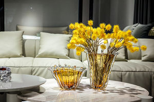 आधुनिक घर के सजावट के लिए सुरुचिपूर्ण सीग्रास प्रेरित हाथ से उले ग्लास वेस शादी के सेंटरपीस के लिए एकदम सही - Product Image 5