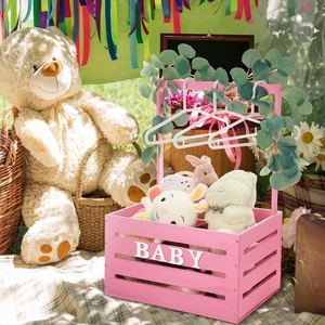 Caja <span class=keywords><strong>de</strong></span> madera colorida para Baby Shower, armario, cesta para bebé con asa y Guirnalda, caja <span class=keywords><strong>de</strong></span> almacenamiento, cesto, <span class=keywords><strong>regalo</strong></span> para bebé - Product Image 3