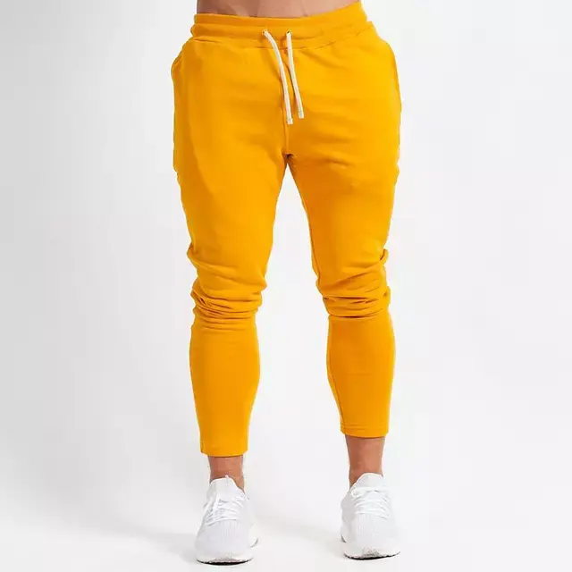 Heren Katoen Geel Gouden Jogger Voor Gym Broek Training Fitness Jogging Zweet Broek Jogger Hardloop Sport Broek