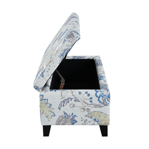 Floral Patterned <b>Storage</b> Ottoman Soft Close Hinges Multi Functional Footrest <b>Seat</b> Living Room Pouf - Product Image 4