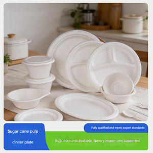 Assiettes jetables rondes en bagasse de canne à sucre biodégradables et non toxiques, taille personnalisée, avec logo OEM, pour camping et fêtes - Product Image 2