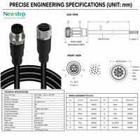 M12 12-poliges Stecker-zu-Buchse-Verlängerungskabel A-kodiert IP67 Wasserdichter Industrieller Rundsteckverbinder Kabelkonfektion für Sensor-Automatisierung