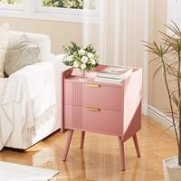 Meja Samping Tempat Tidur Kecil Modern 2 Laci Ramah Lingkungan Tahan Lama dengan Finishing Kayu, Meja Serbaguna untuk Kamar Tidur dan Ruang Belajar, Ringkas