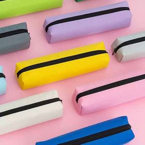 Wholesale Pen Bag Simple Wind Niche Pencil case Pouch Can Print logo Solid Color Stationery Bag <b>Small</b> Portable Pencil Bag - Product Image 2