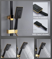 Robinet de Douche Thermostatique Numérique Noir et Or, Commande par Bouton, Robinet de Douche Intelligent, Ensemble Mélangeur de Baignoire à Effet Pluie, Robinet Bidet pour Salle de Bain
