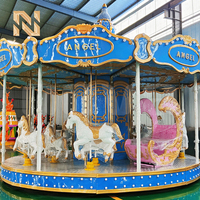 Manège romantique bleu Nova Rides, 16 animaux de carrousel à vendre, CBD-16-Blue Horses à vendre avec éclairage