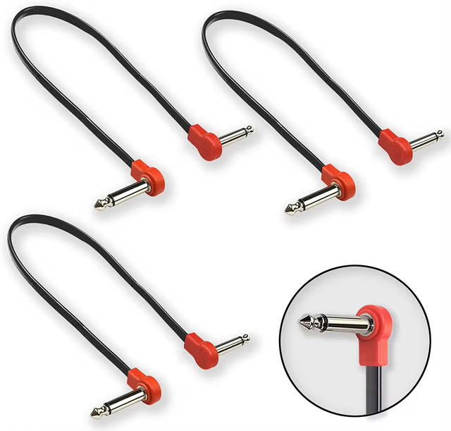 Professional Manufacture Guitar Patch Male to Male Right Angle 6 Inch 15cm 1/4 6.35mm Effect Pedals Instrument Audio Video Cable