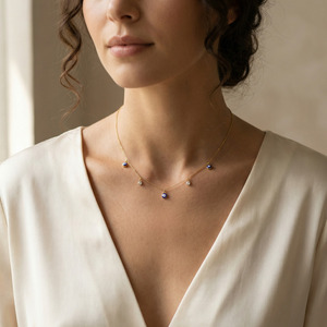 Collier en acier inoxydable avec pendentif délicat en émail bleu œil porte-bonheur, chaîne à maillons plaquée or 18 carats, cadeau œil du diable <span class=keywords><strong>pour</strong></span> femme - Product Image 3