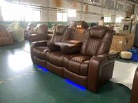 Sofá Reclinable de Cuero Genuino con Estructura de Madera, Sofá Seccional Moderno en Forma de L para Sala de Estar, Muebles de Cine
